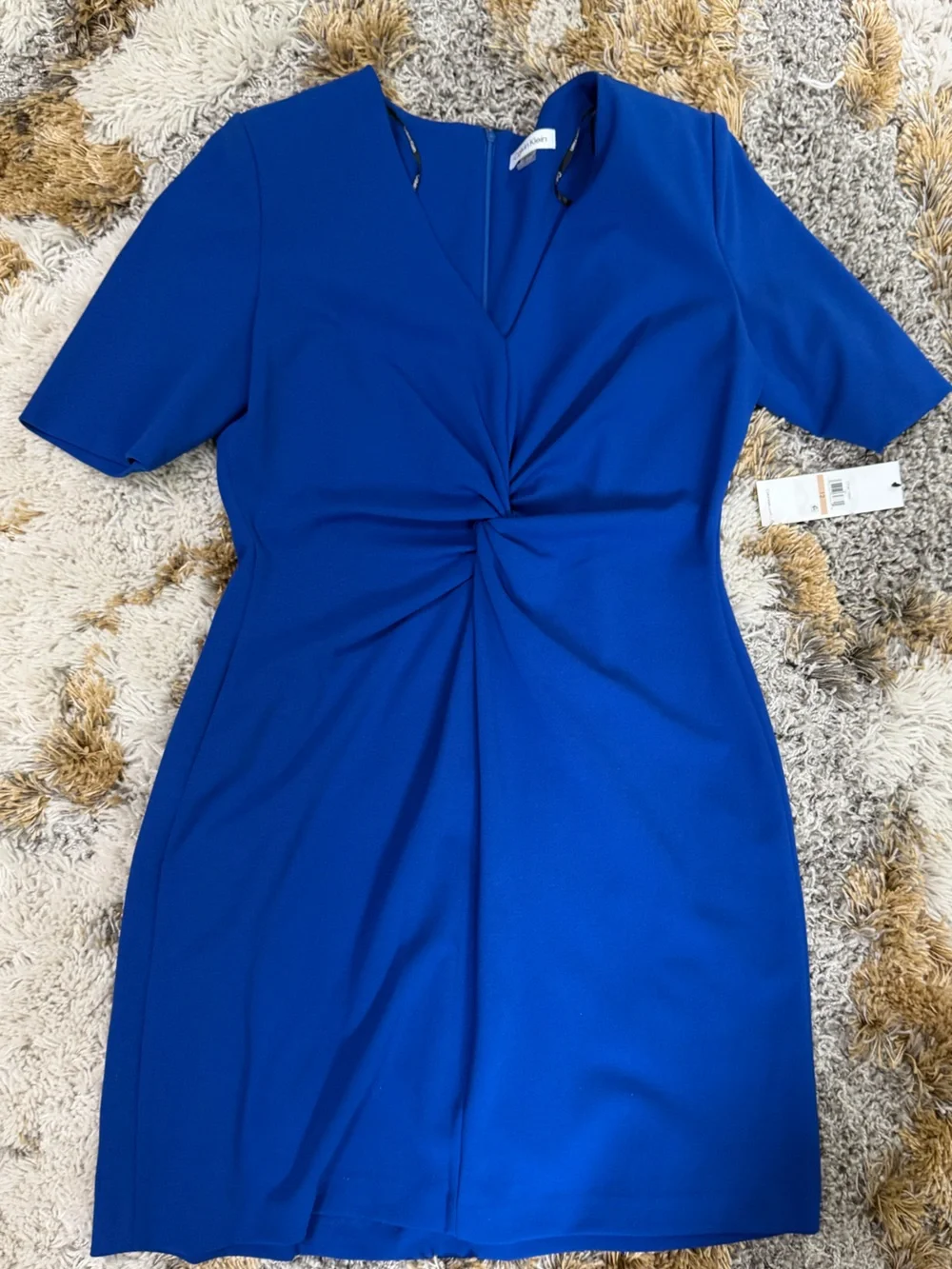NWT 💙 Royal blue Calvin Klein Twist dress elbow length work dress size 12 new - Picture 2 of 10